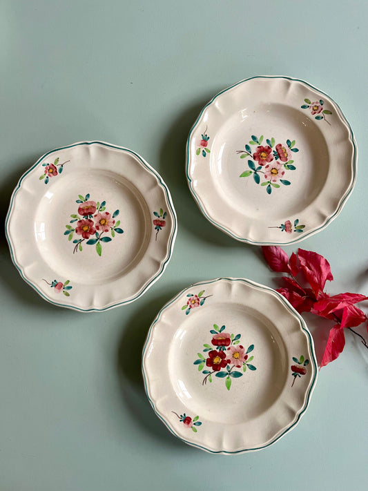 Assiettes creuses Sarreguemines modèle Amazone - lot de 3  Vaisselle Patine