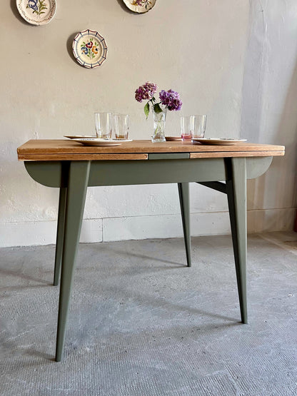 Table pieds compas avec allonges  Meubles Patine