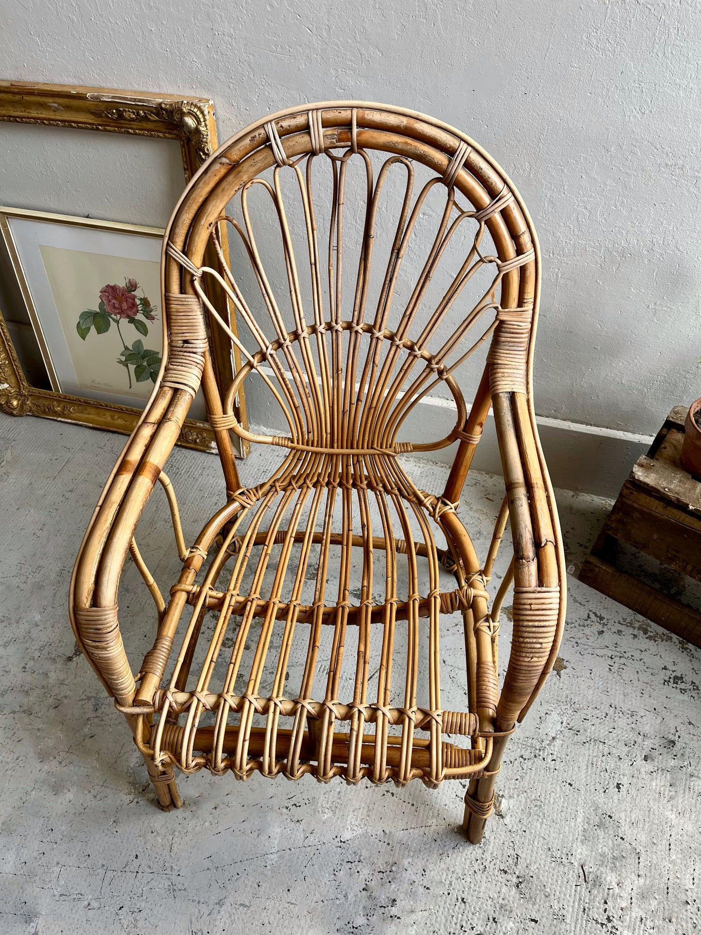Fauteuil vintage en rotin style bohème