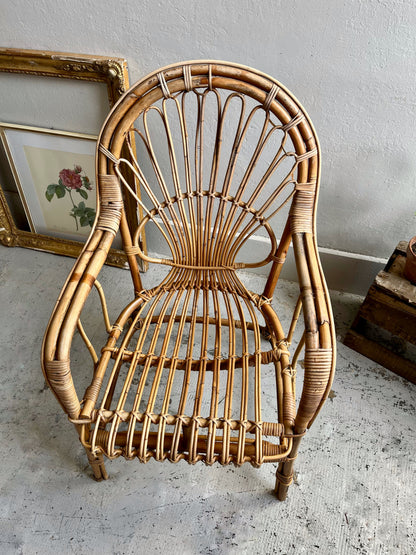 Fauteuil vintage en rotin style bohème