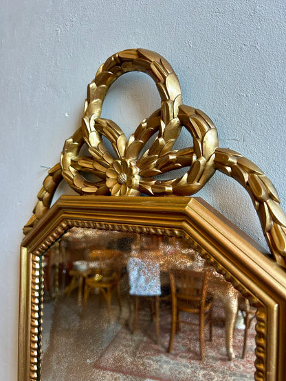 Miroir doré - cadre en métal   Patine