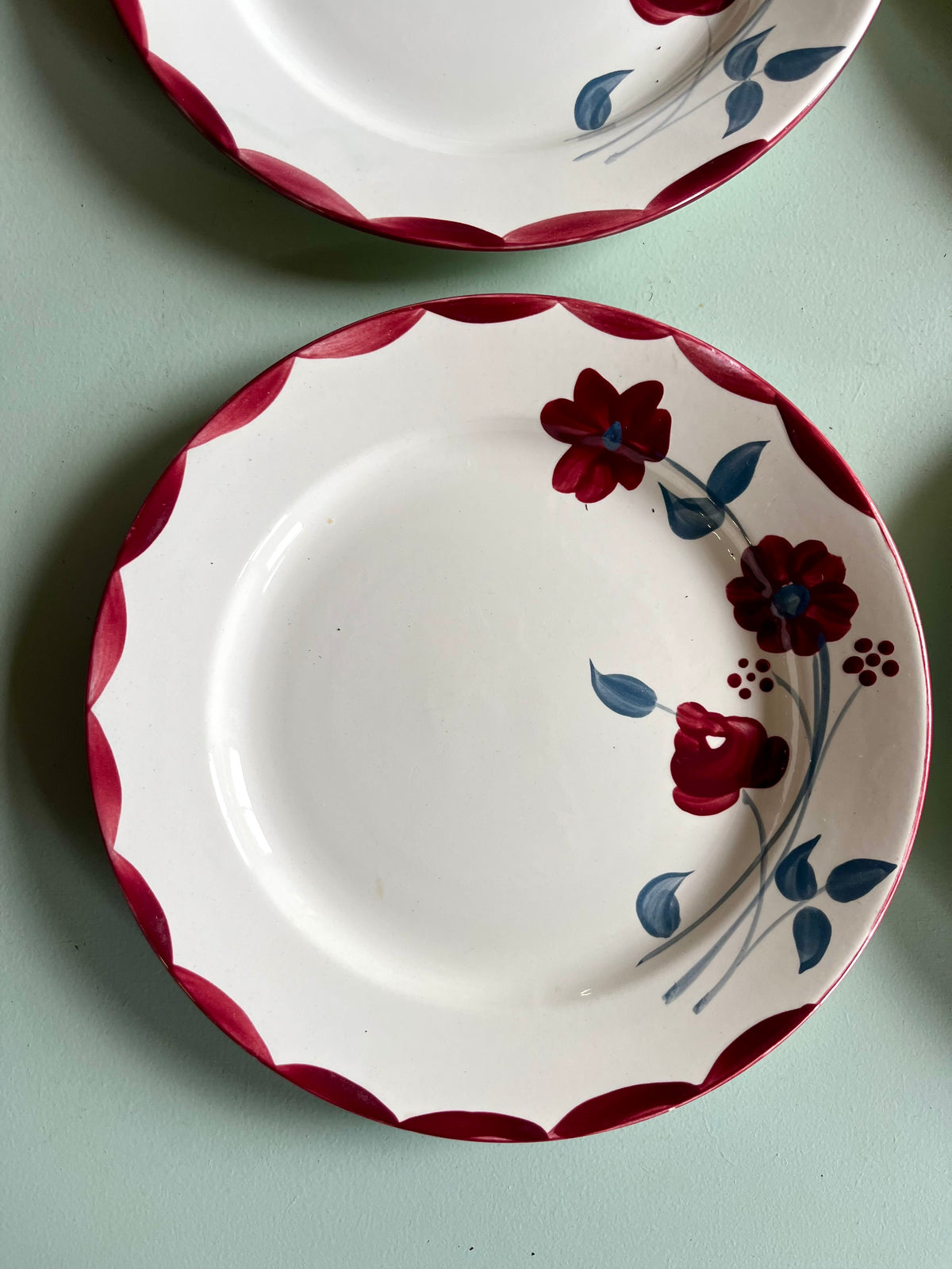 Assiettes anciennes Henri E.C. Salins – Lot de 6  Vaisselle Patine