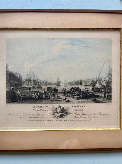 Gravure sous cadre « le port de Marseille »  Décoration Patine