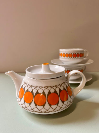 Théière et tasses vintage années 70