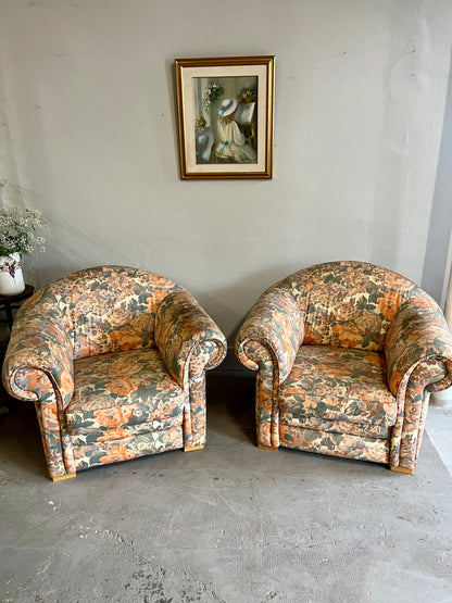 Fauteuil club fleuri - style cottage