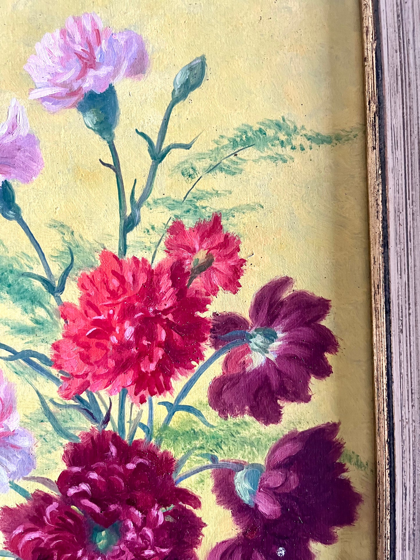 Tableau ancien bouquet de fleurs – Auguste Gerthoffert  Décoration Patine