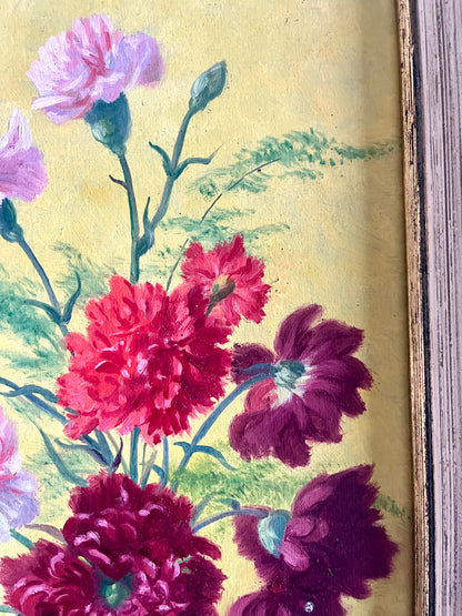 Tableau ancien bouquet de fleurs – Auguste Gerthoffert  Décoration Patine