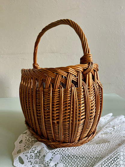 Panier en osier ancien rectangulaire  Décoration Patine