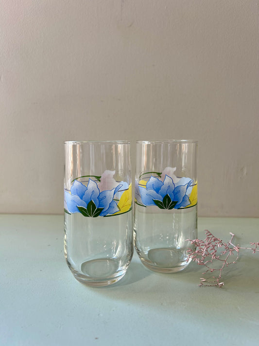 Verres imprimés fleuris - lot de 2