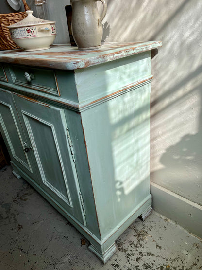 Buffet ancien patiné 2 portes bleu/vert