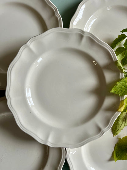 Assiettes anciennes Sarreguemines beige – Lot de 5   Patine