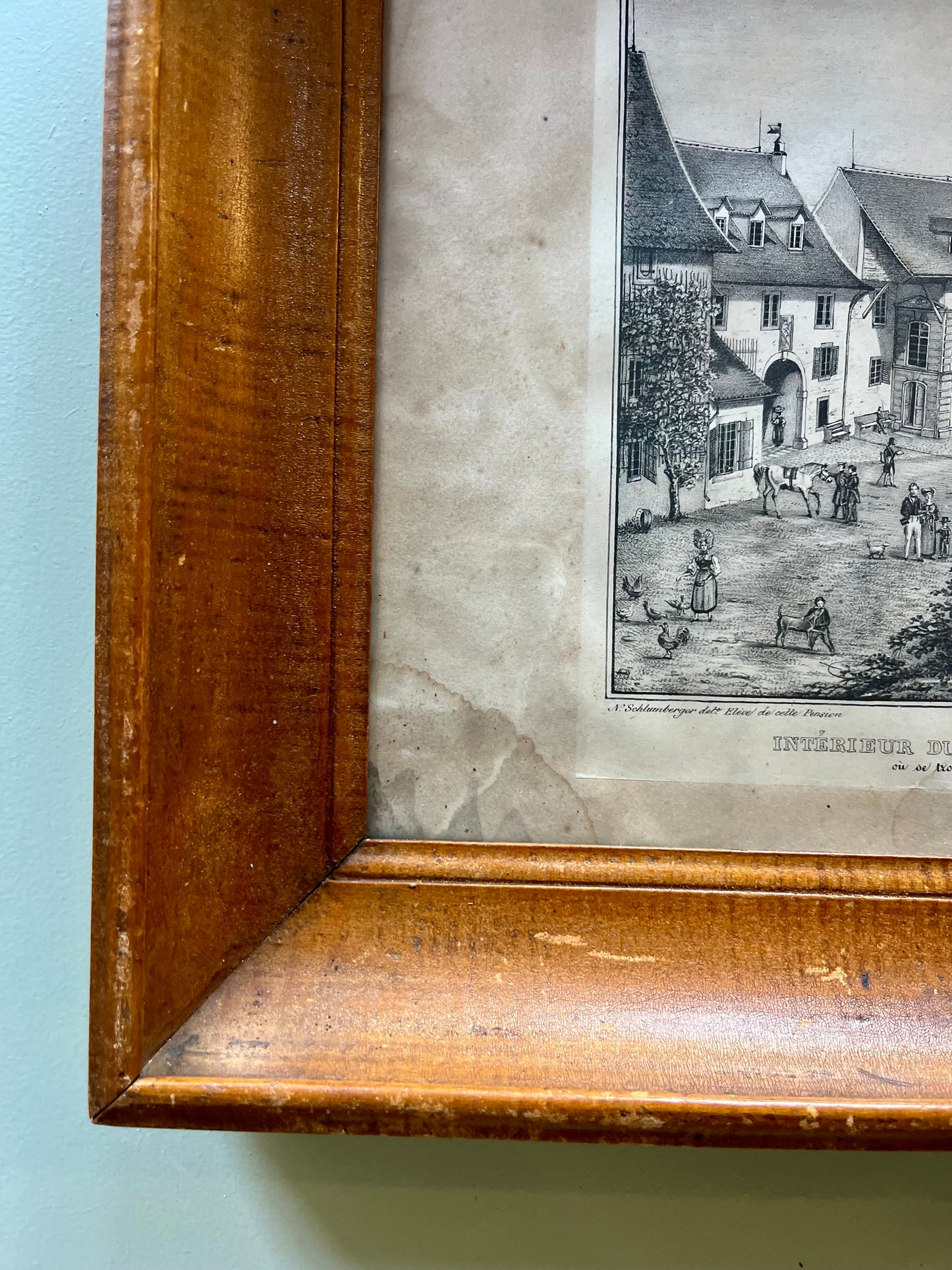 Lithographie numéroté de Elgelmann « intérieur du château de Lenzbourg »