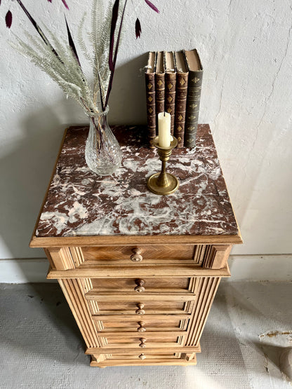 Chiffonnier en bois et marbre