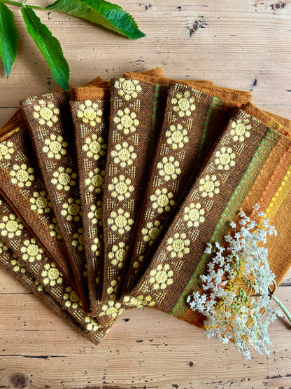 Lot de 9 serviettes jaunes vintage