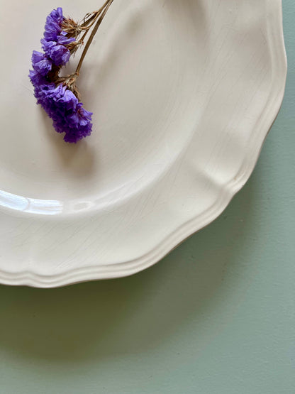 Assiettes plates Sarreguemines beige- lot de 3   Patine