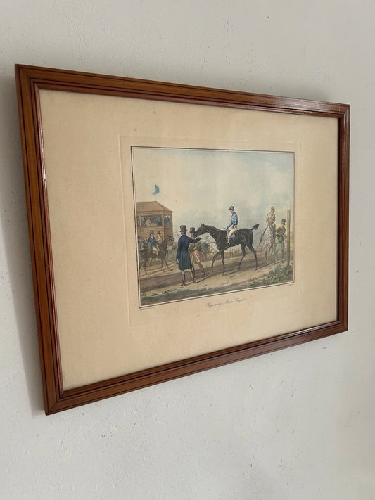 Lithographie en couleur Carle Vernet - Debucourt - « Préparatifs d’une course »