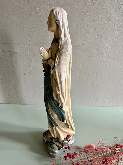Vierge ancienne en plâtre  Décoration Patine