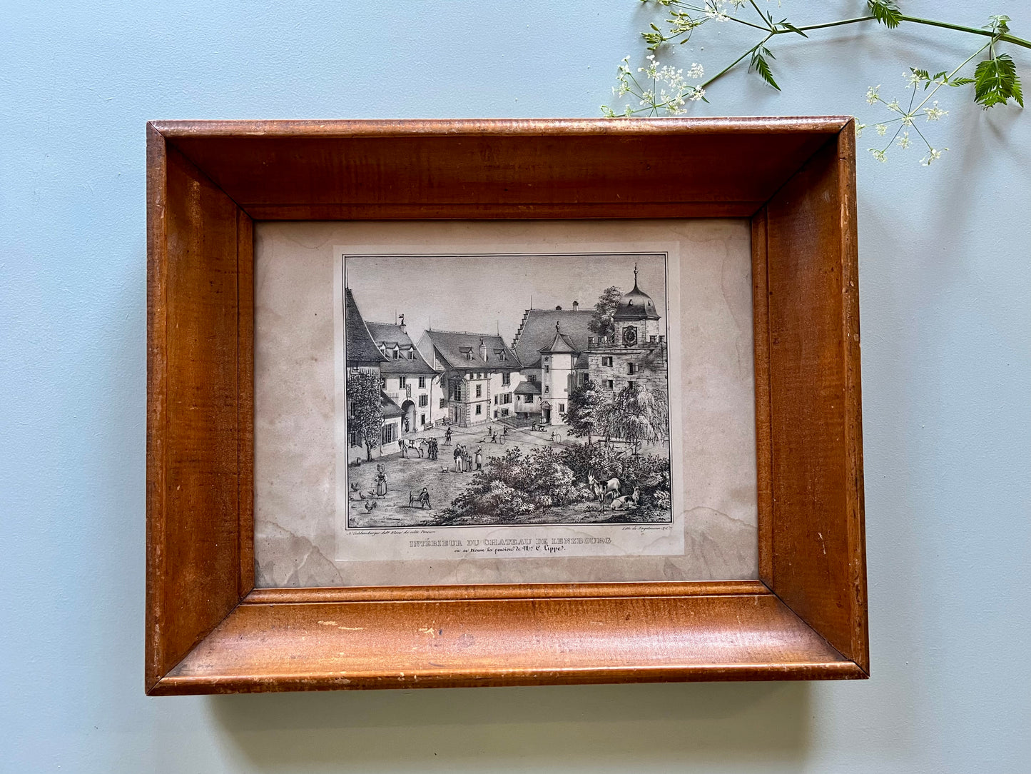 Lithographie numéroté de Elgelmann « intérieur du château de Lenzbourg »