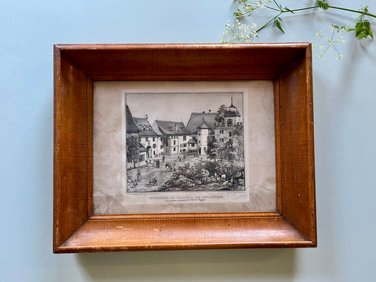 Lithographie numéroté de Elgelmann « intérieur du château de Lenzbourg »