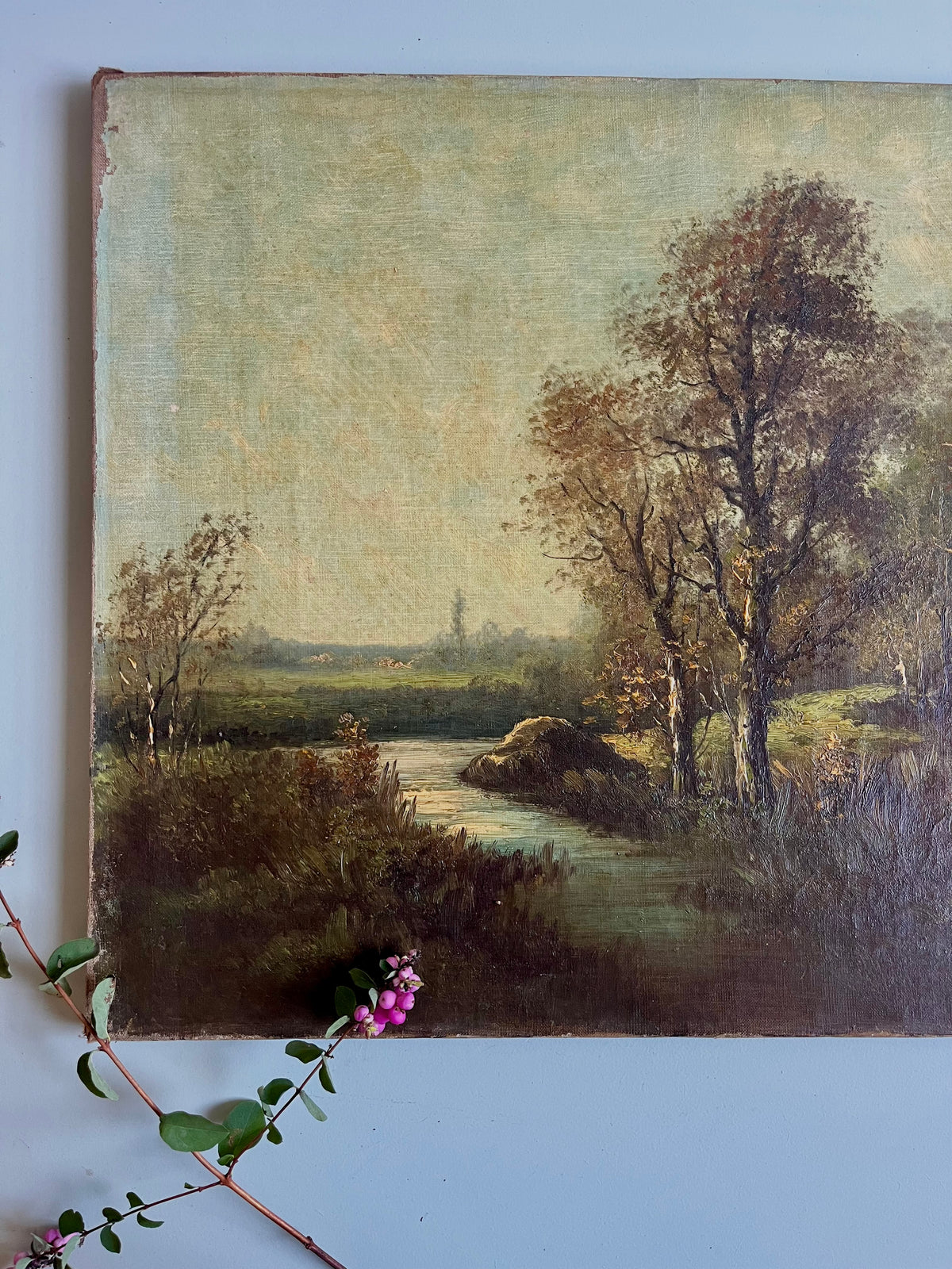 Toile peint à la main paysage   Patine