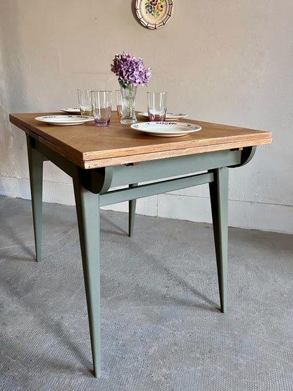 Table pieds compas avec allonges  Meubles Patine