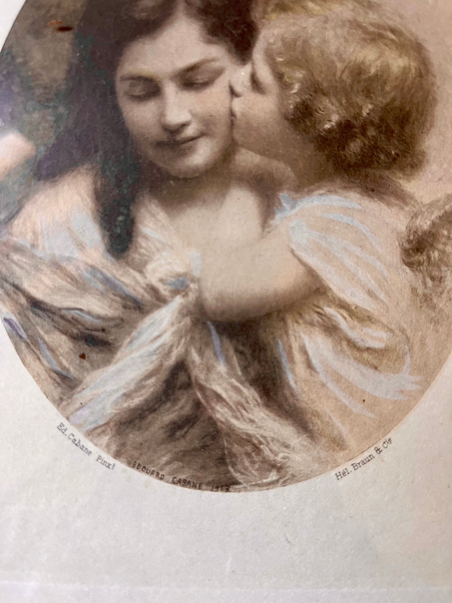 Cadre ancien doré avec illustration