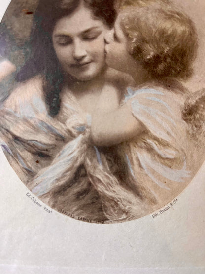 Cadre ancien doré avec illustration