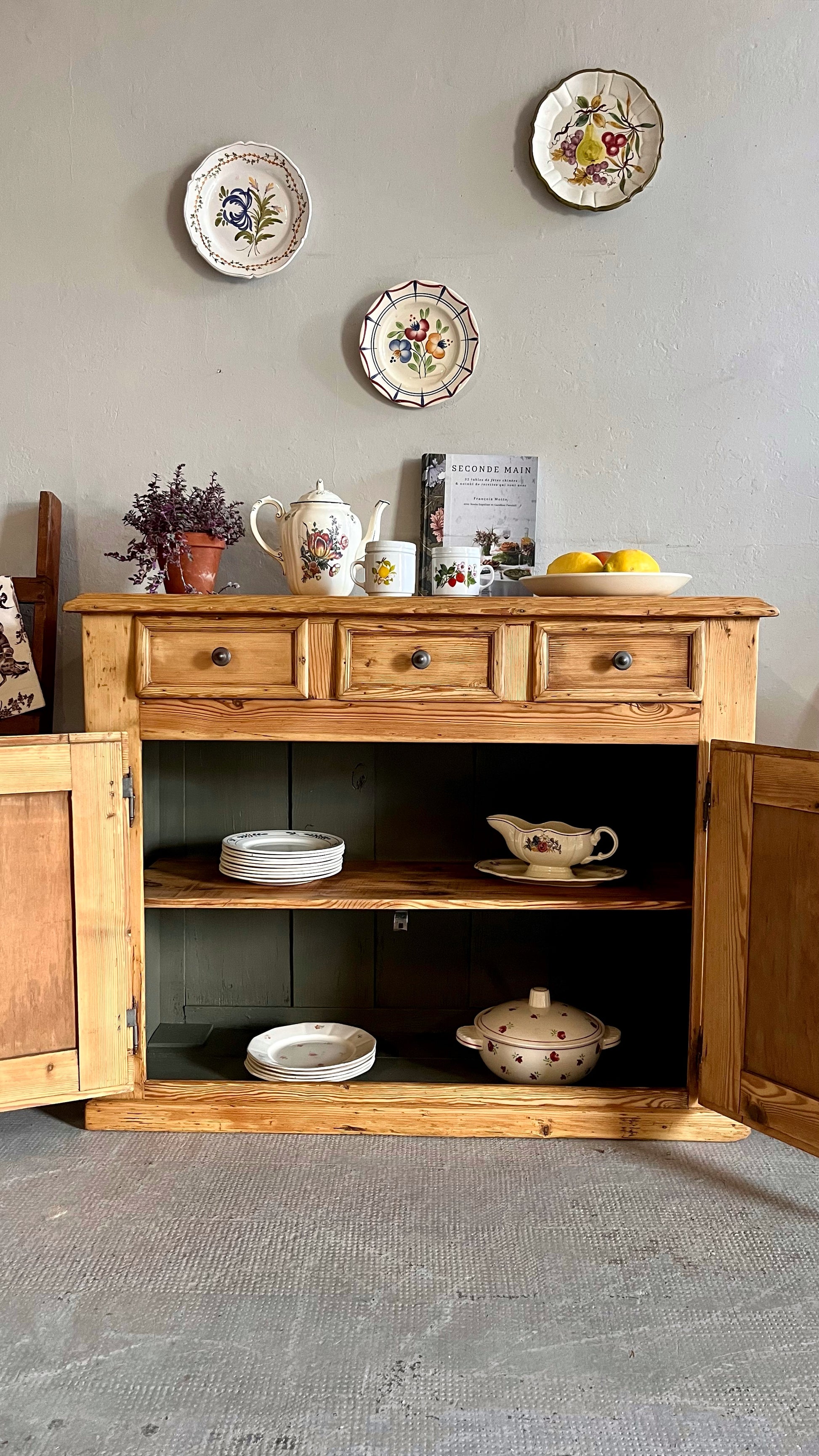 Buffet ancien en sapin 3 tiroirs  Meubles Patine
