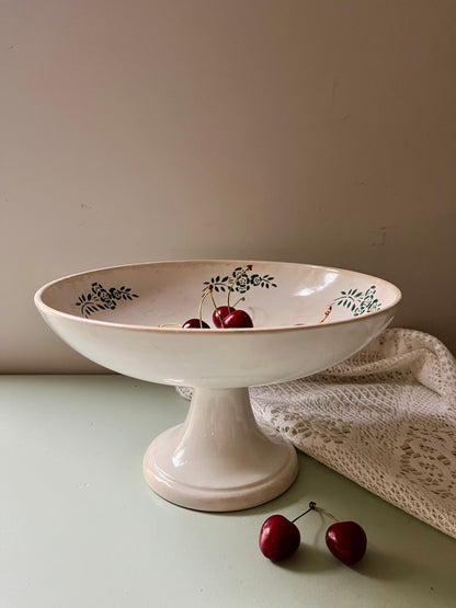Compotier en céramique fleurs vertes  Vaisselle Patine