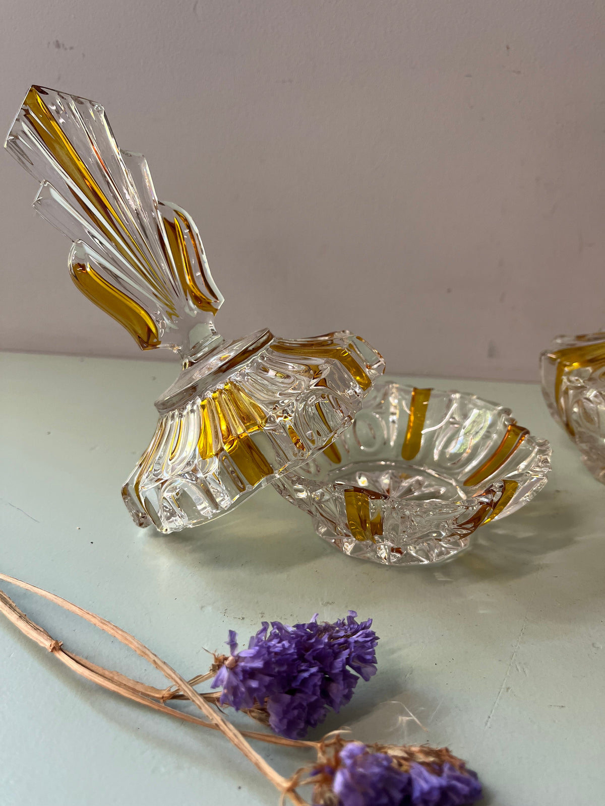 Ensemble de toilette vintage en cristal   Patine