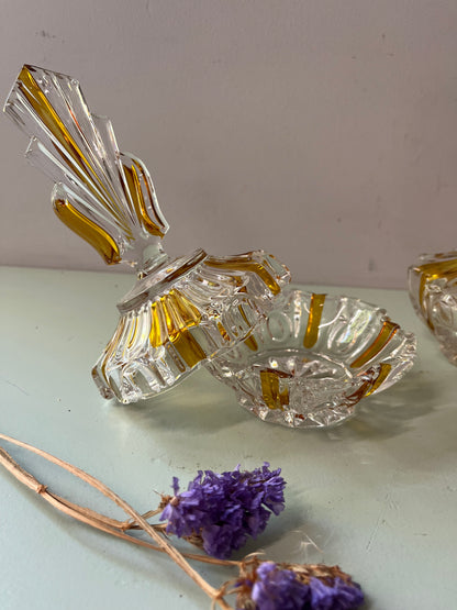 Ensemble de toilette vintage en cristal   Patine