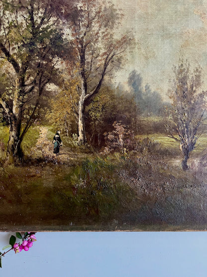 Toile peint à la main paysage   Patine