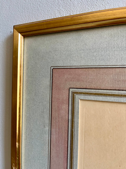 Tableau-lithographie rose jaune