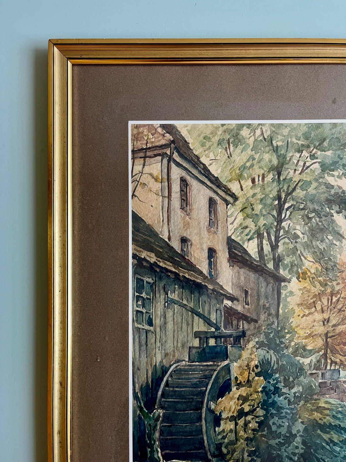 Tableau doré avec peinture à l'aquarelle   Patine
