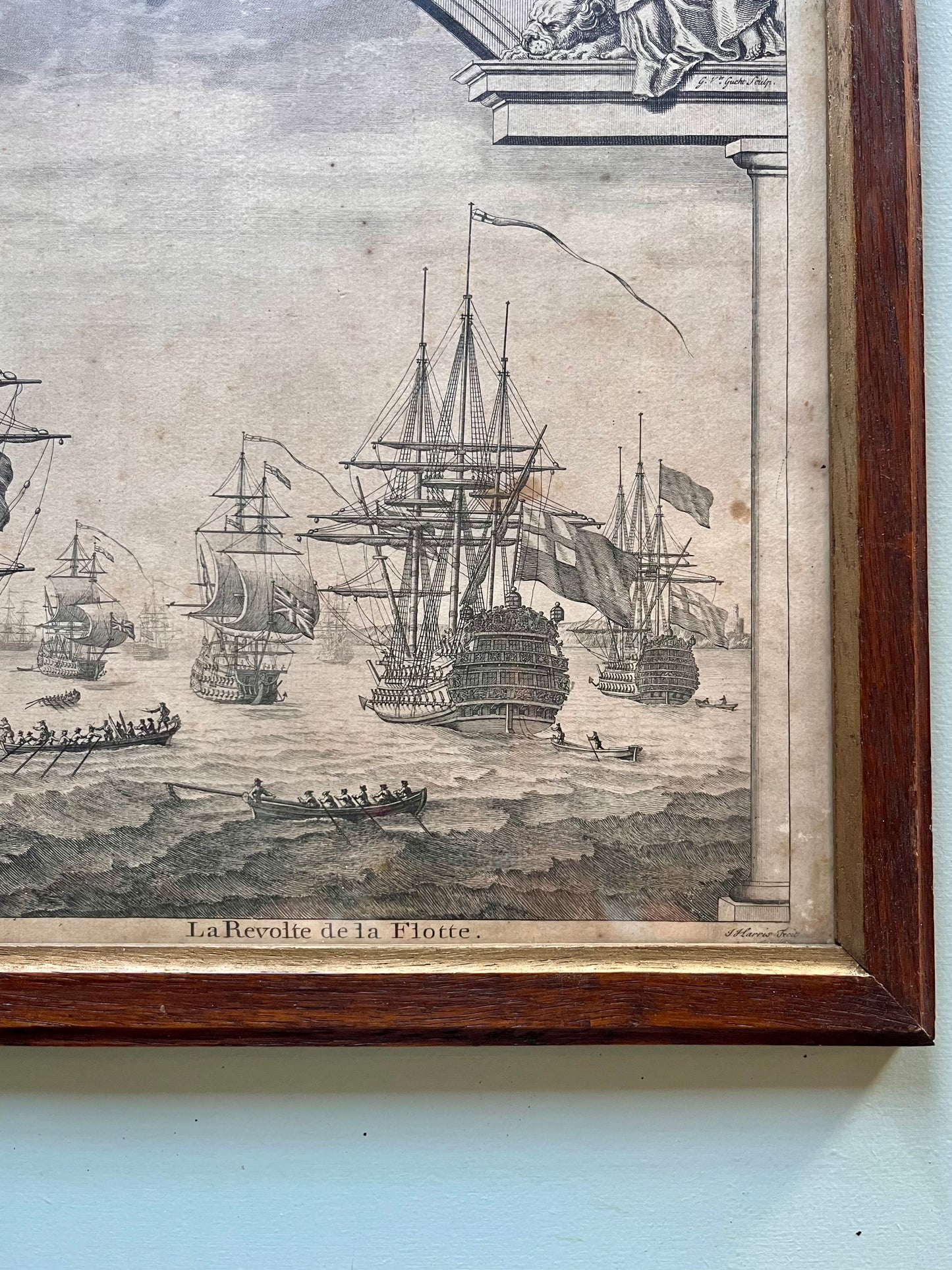 Gravure ancienne « la révolte de la Flotte »  Décoration Patine