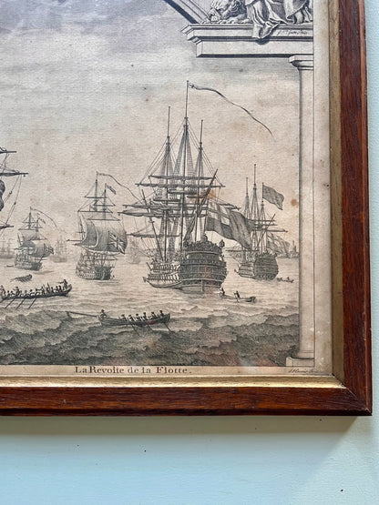 Gravure ancienne « la révolte de la Flotte »  Décoration Patine