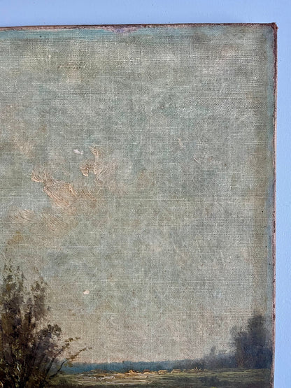 Toile peint à la main paysage   Patine