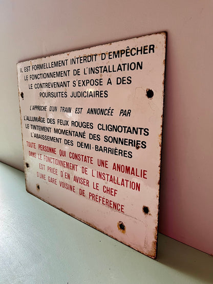 Plaque émaillée ancienne sncf