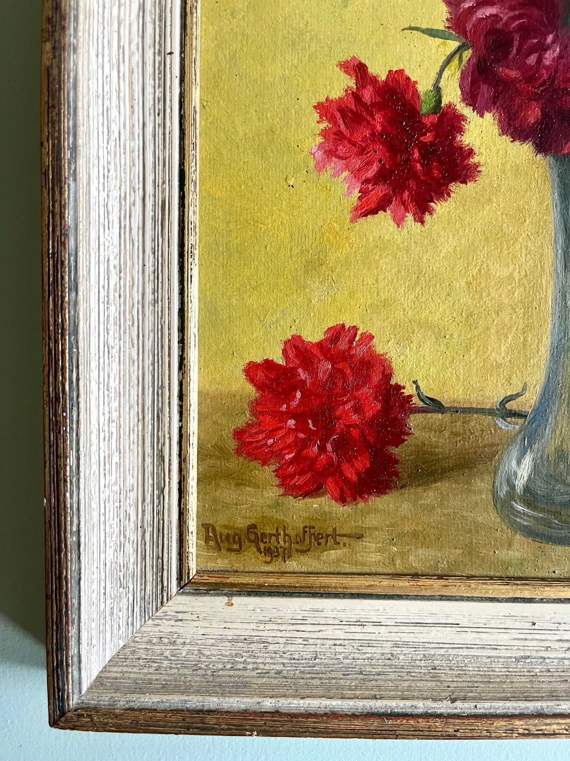 Tableau ancien bouquet de fleurs – Auguste Gerthoffert  Décoration Patine
