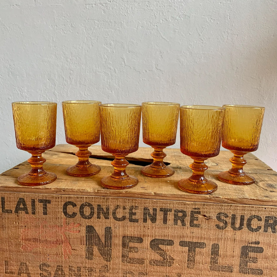 Lot de 6 verres ambrés