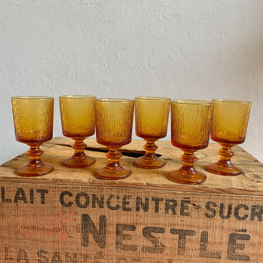 Lot de 6 verres ambrés