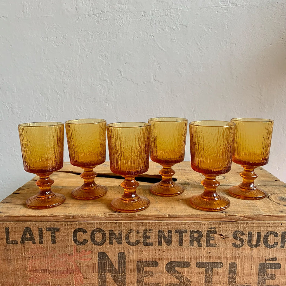 Lot de 6 verres ambrés