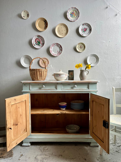 Buffet ancien patiné 2 portes bleu/vert