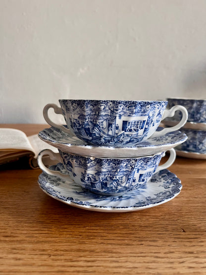Tasses à thé anglaises avec coupelles- lot de 4  Vaisselle Patine