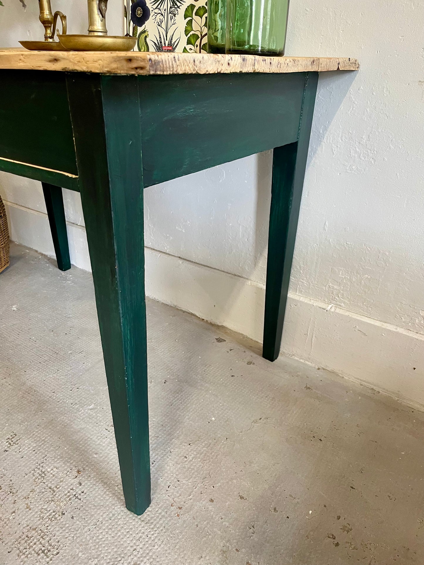 Table de ferme ancienne patinée vert   Patine