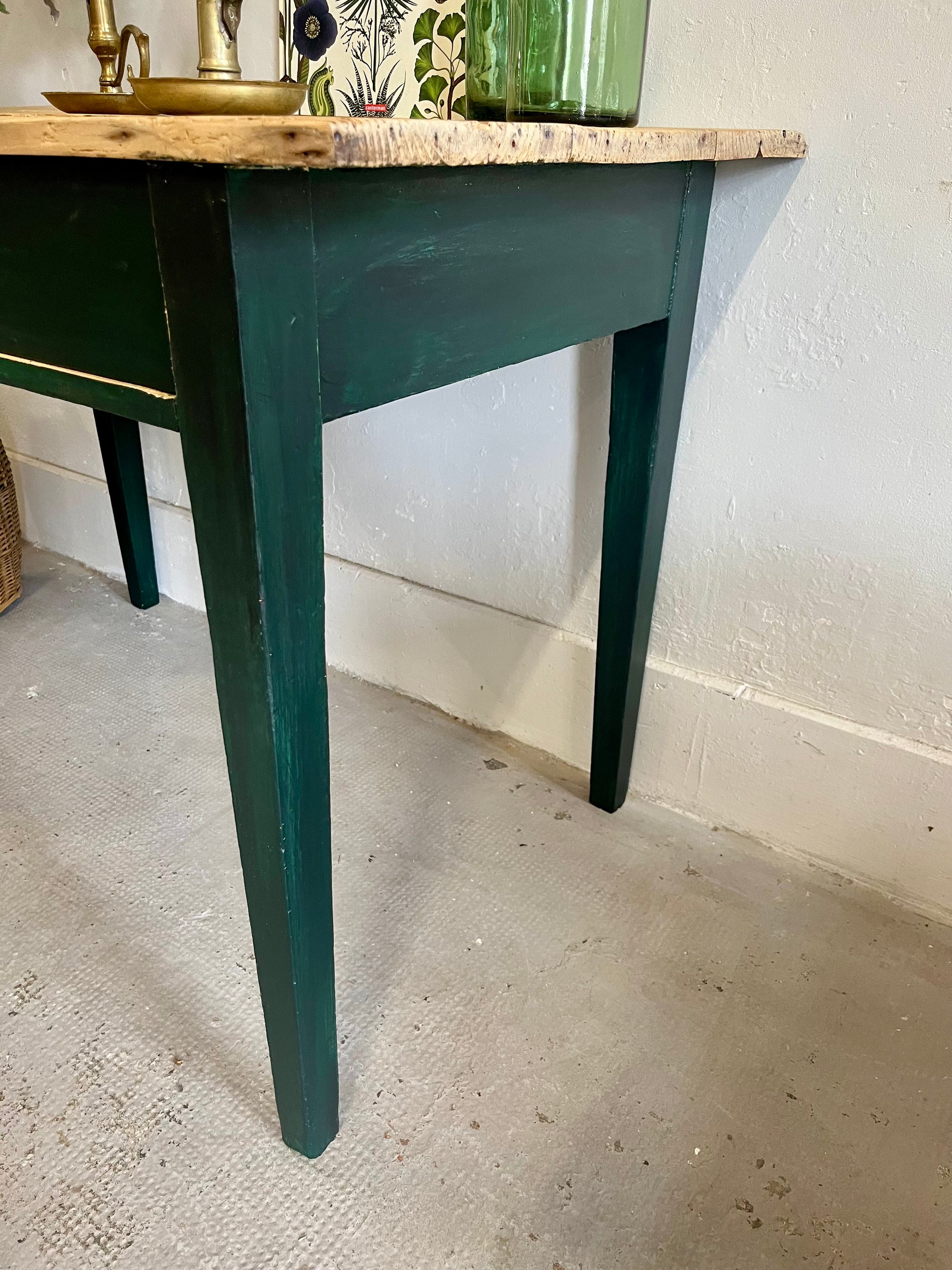 Table de ferme ancienne patinée vert   Patine