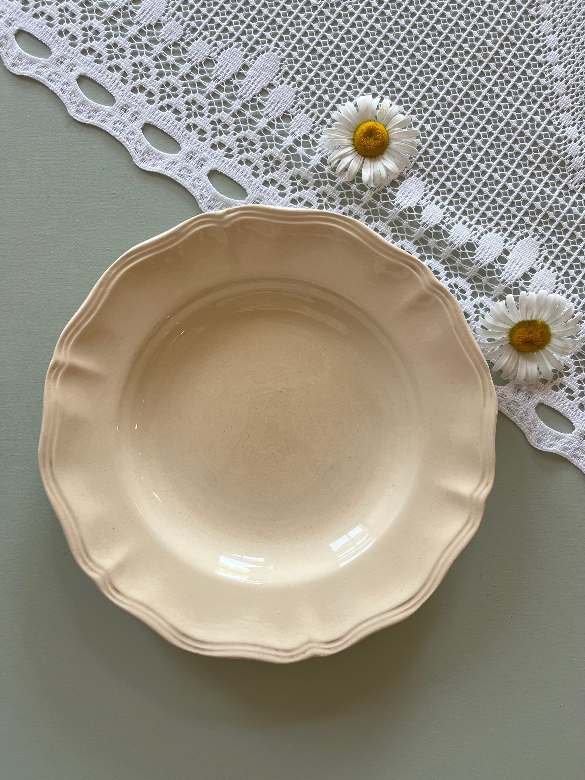 Assiettes creuses Sarreguemines beige- lot de 3 - Patine