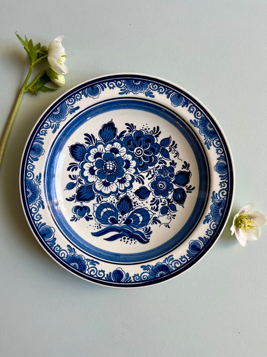 Assiette décorative vintage à suspendre bleue