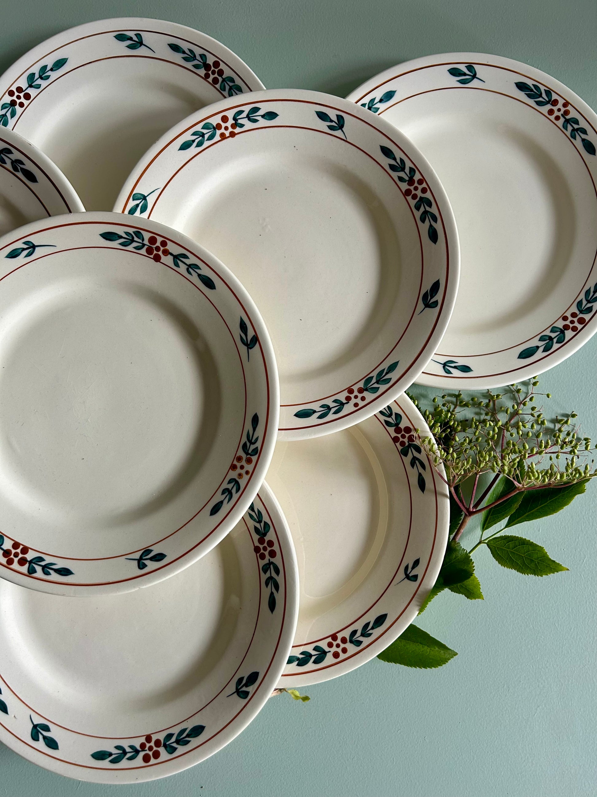 Assiettes à dessert Fécamp - Charbonnier Salins - lot de 9   Patine