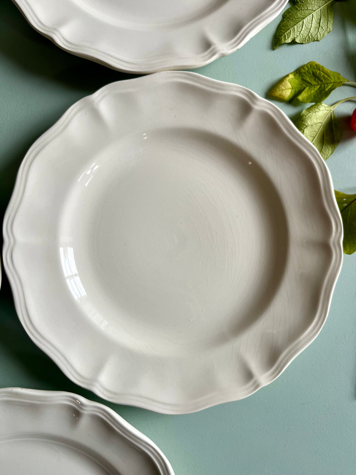 Assiettes anciennes Sarreguemines beige – Lot de 5   Patine